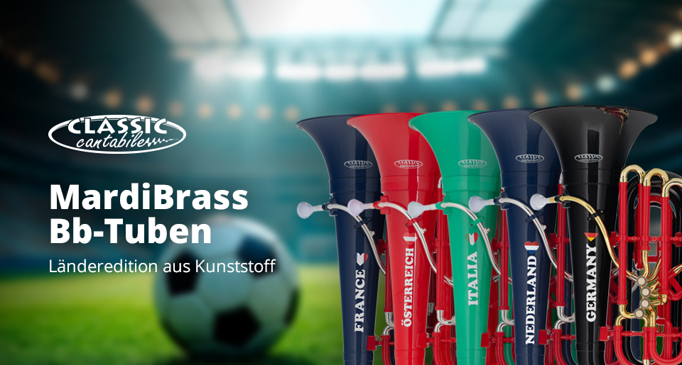 Tief spielen, hoch gewinnen – Kunststoff-Tuba in Länderfarben